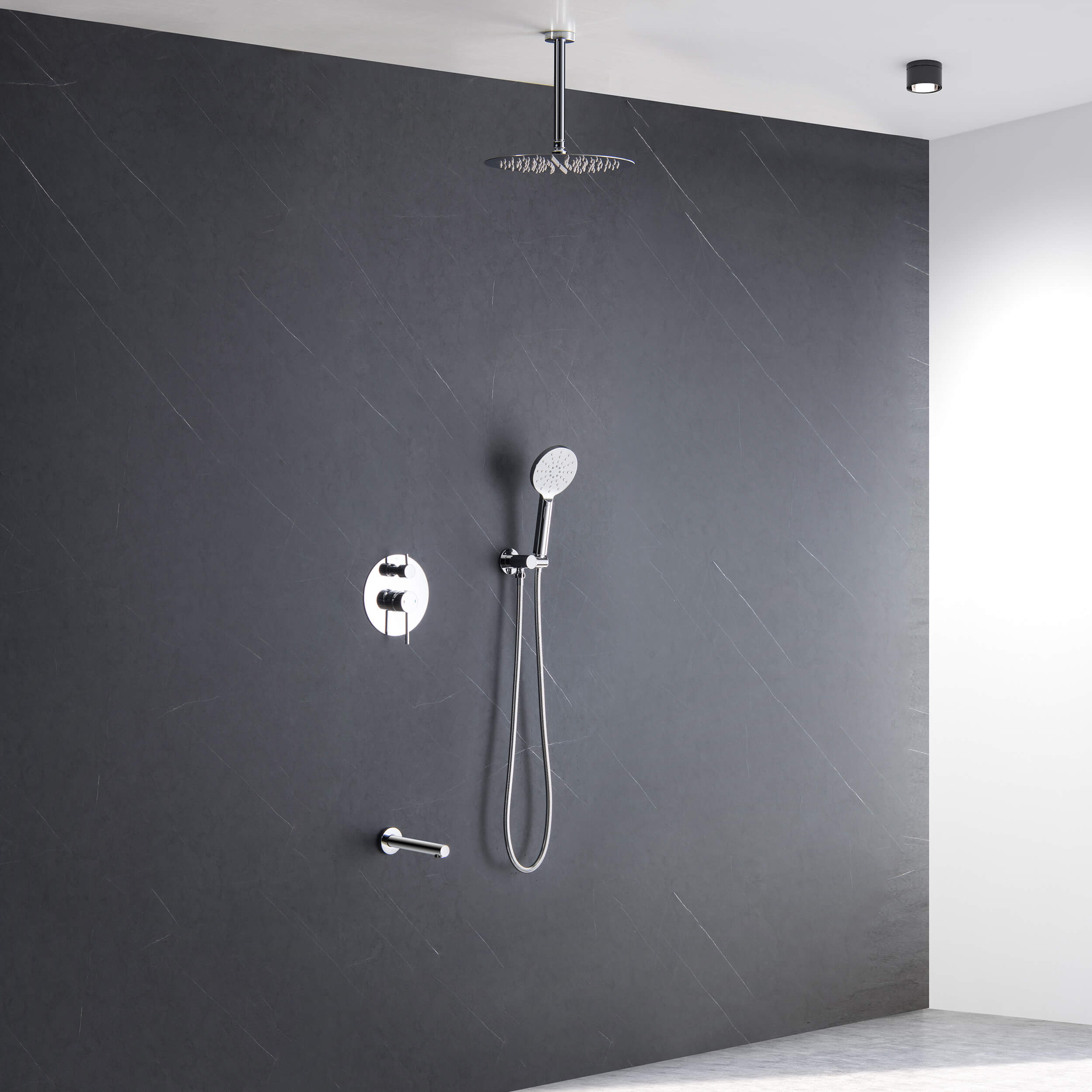 Halo Pressure Balanced 3-Function Ceiling Mount Shower System with Rough-in Valve - CSF-4009