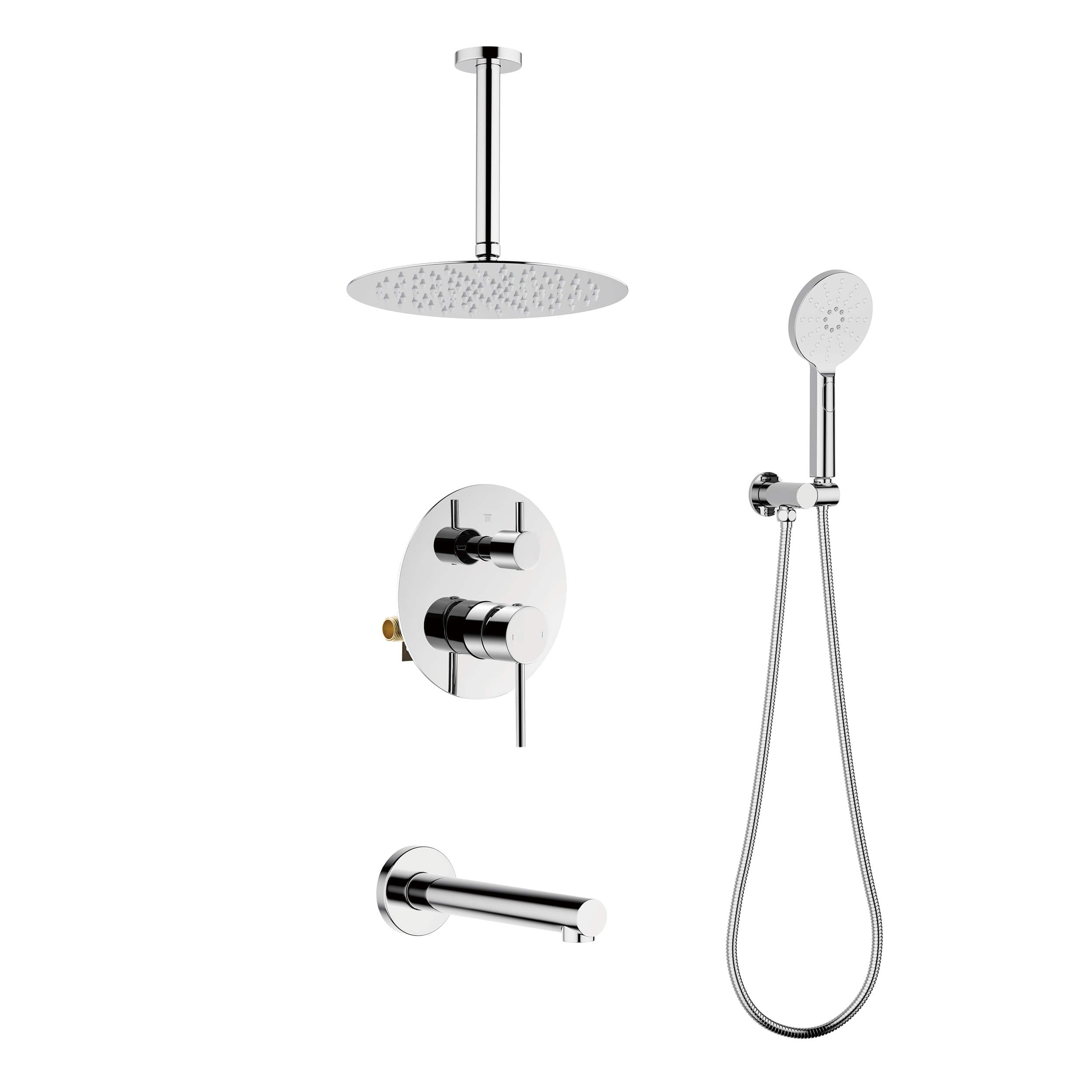 Halo Pressure Balanced 3-Function Ceiling Mount Shower System with Rough-in Valve - CSF-4009