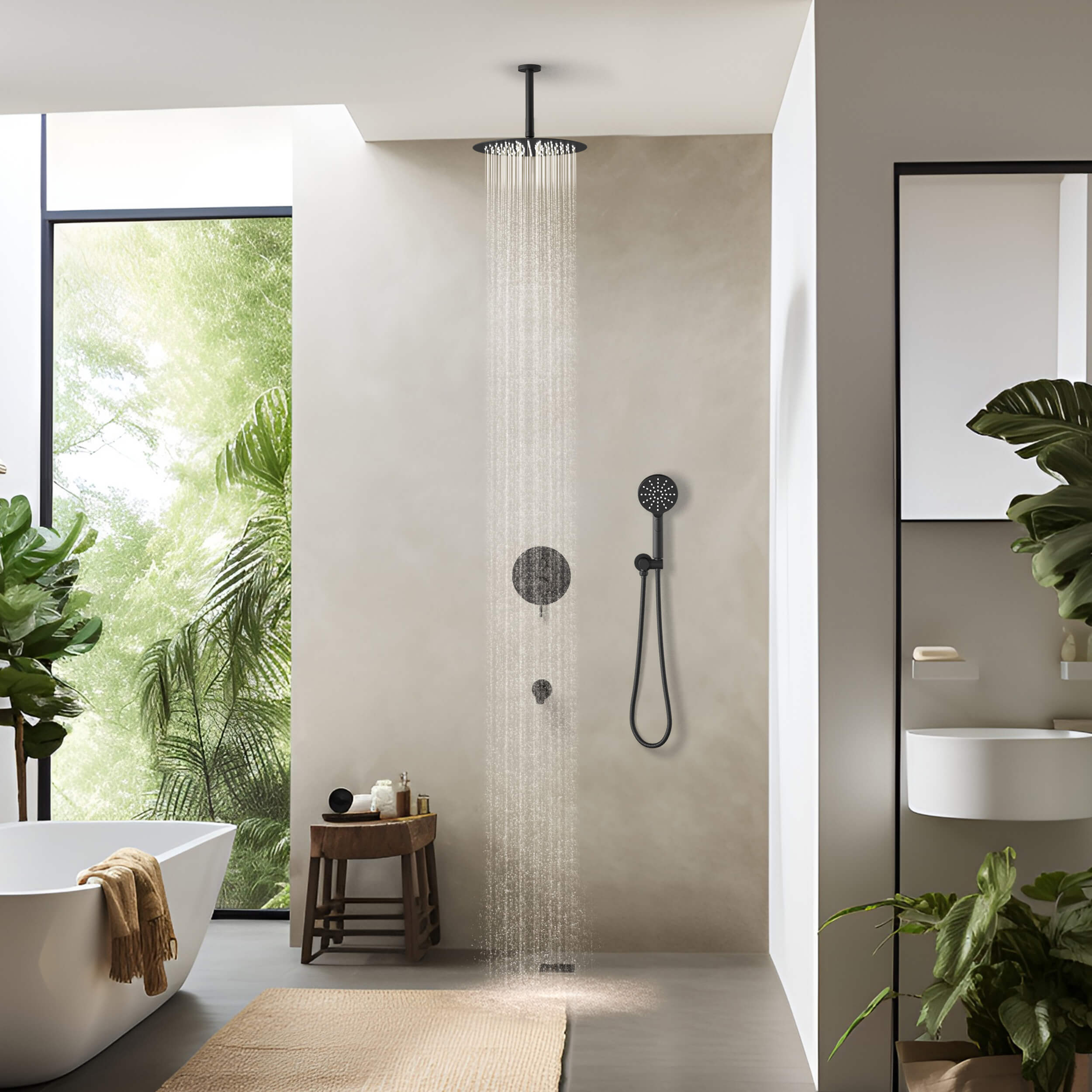 Halo Pressure Balanced 3-Function Ceiling Mount Shower System with Rough-in Valve - CSF-4009