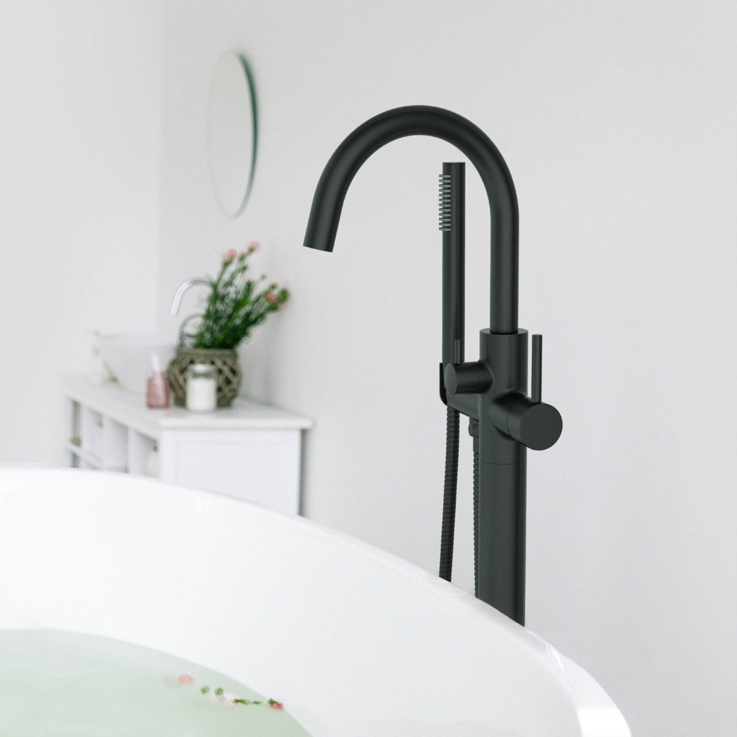 Halo Floor Mount Tub Filler With Hand Shower - CTF-3001