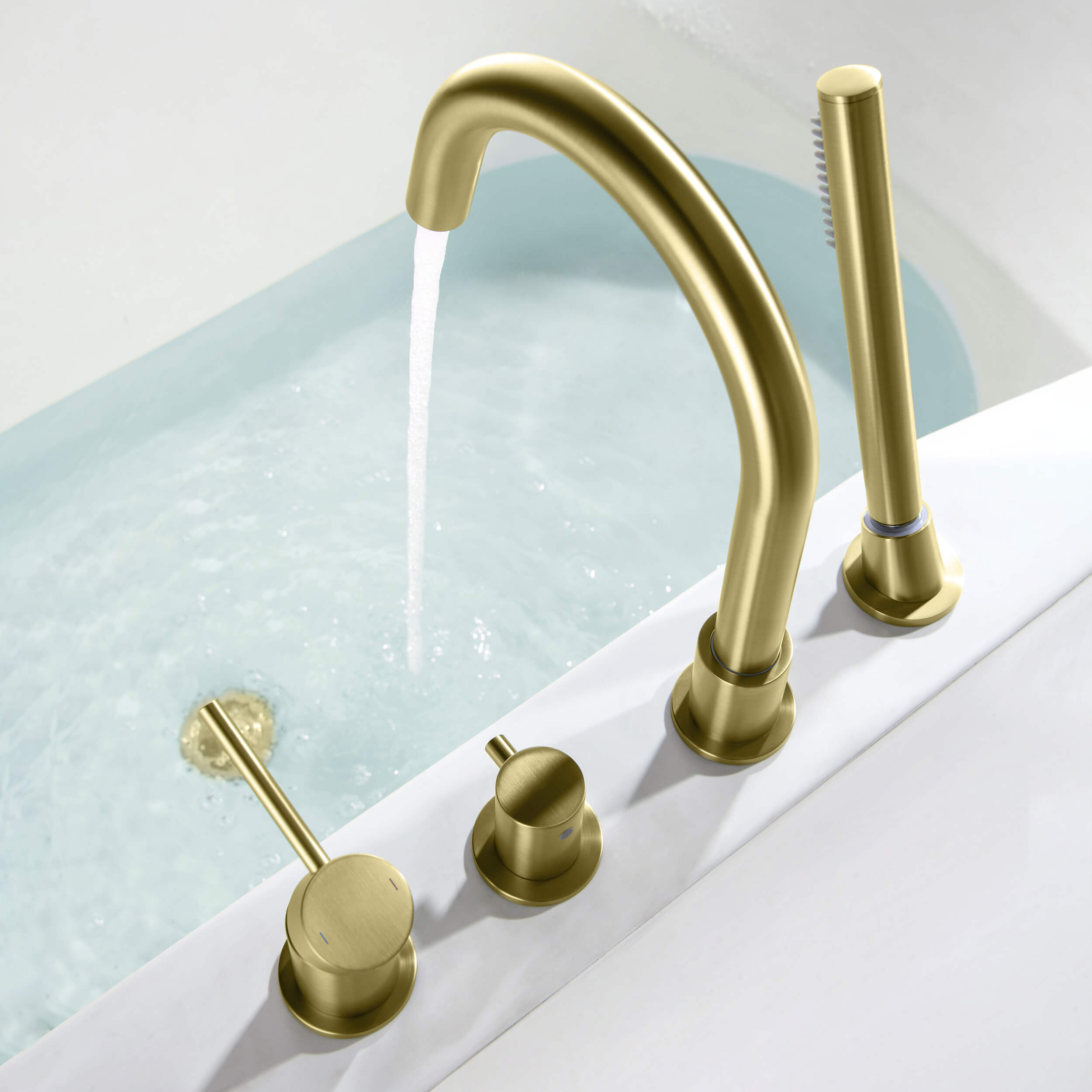 Halo Deck Mounted Roman Bathtub Faucet with Hand Shower - CTF-3101