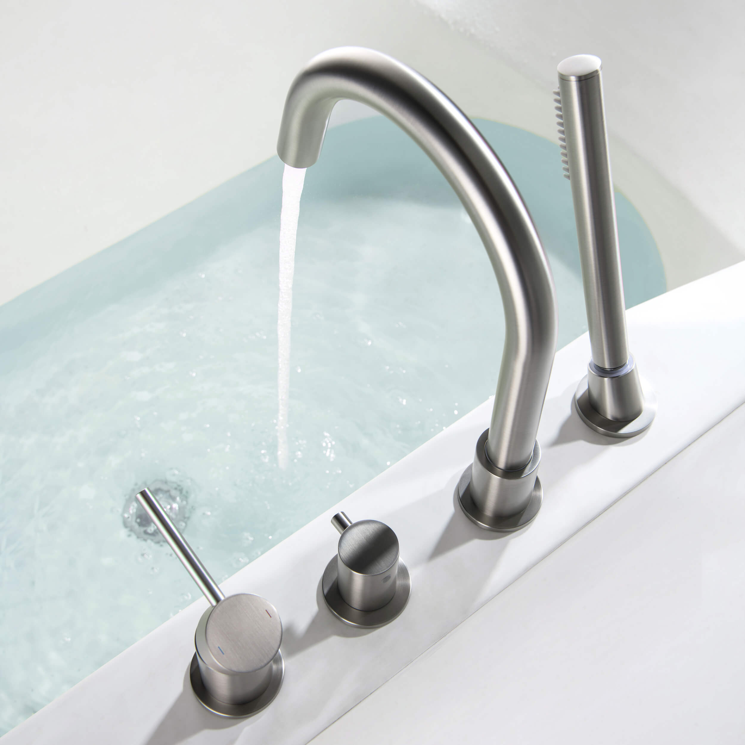 Halo Deck Mounted Roman Bathtub Faucet with Hand Shower - CTF-3101