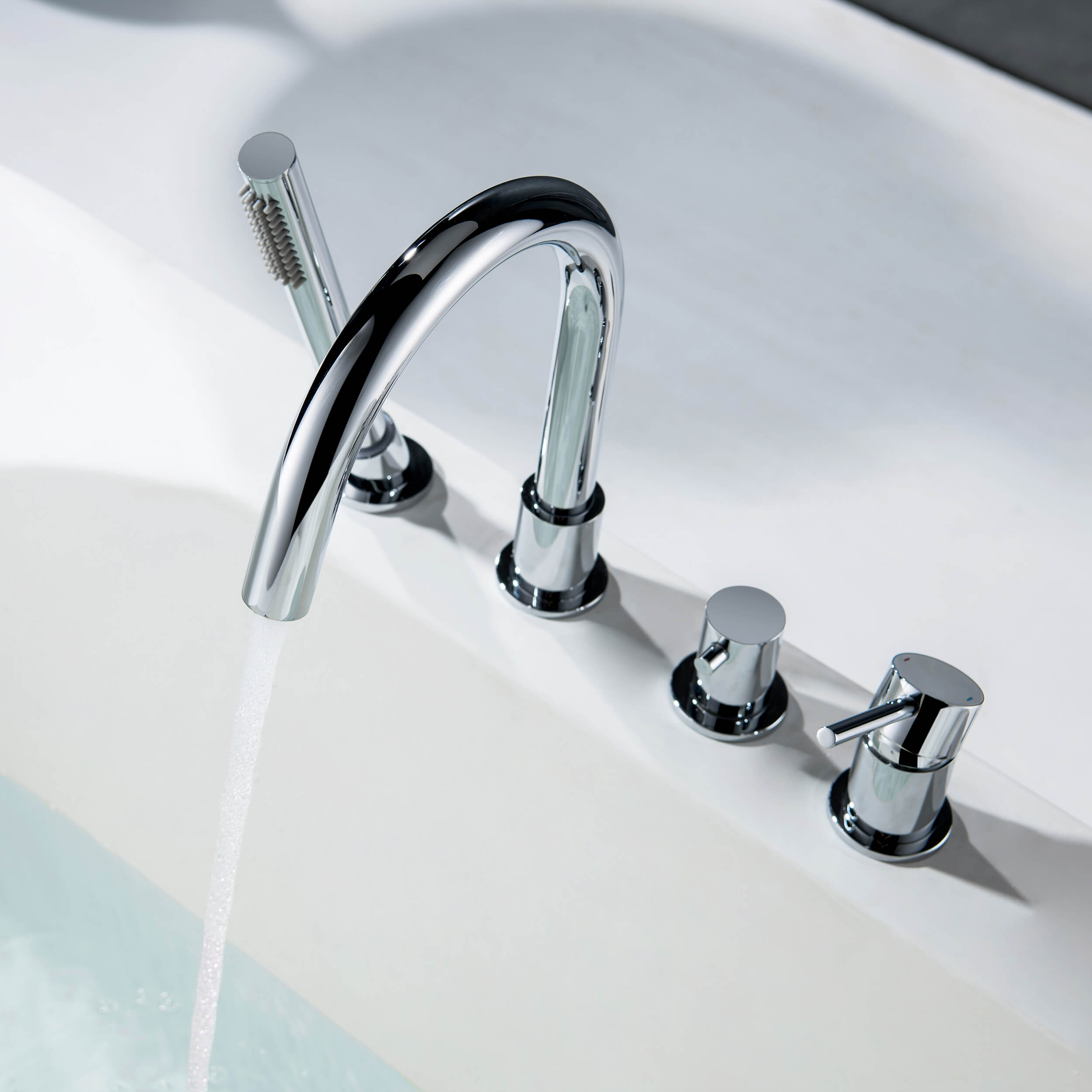 Halo Deck Mounted Roman Bathtub Faucet with Hand Shower - CTF-3101