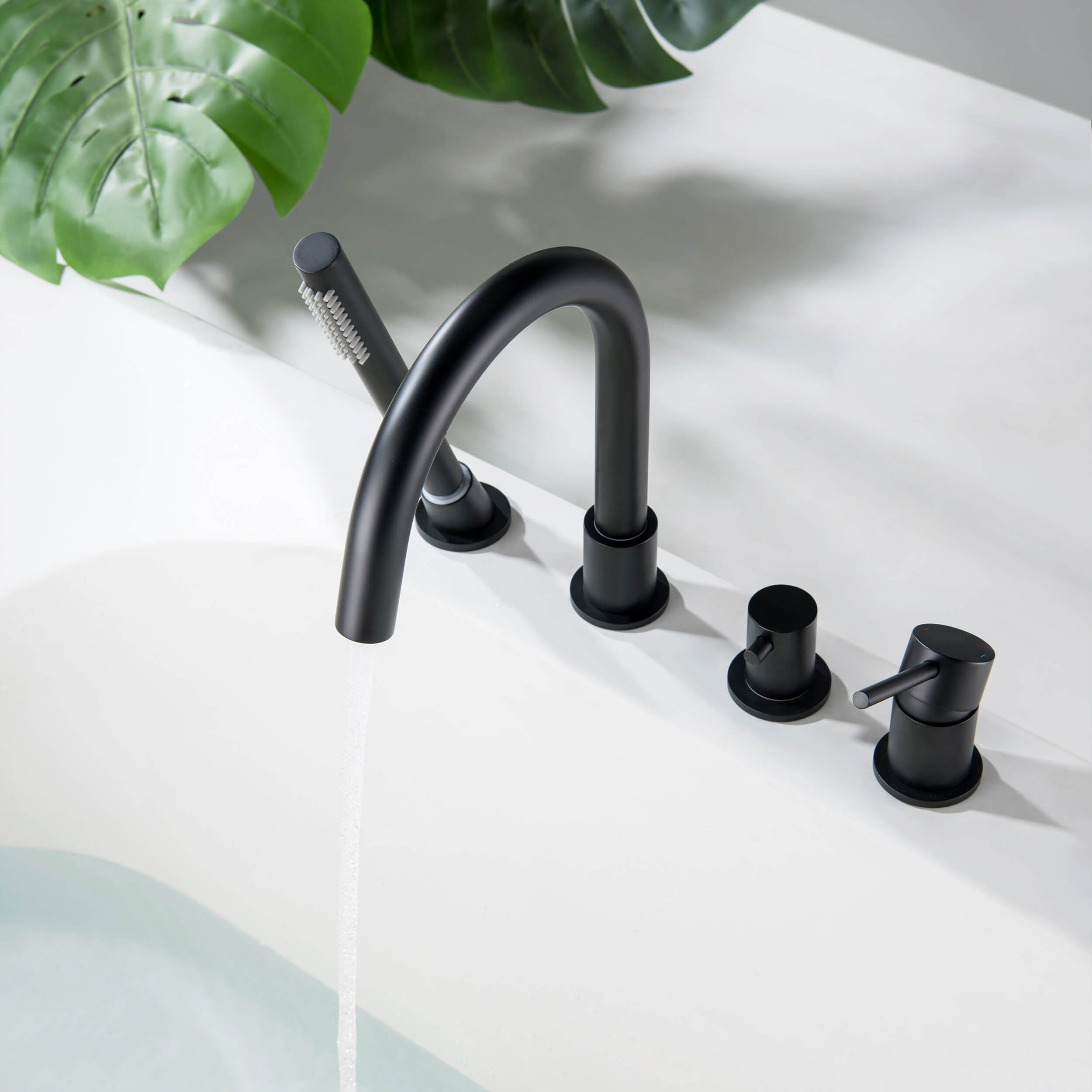 Halo Deck Mounted Roman Bathtub Faucet with Hand Shower - CTF-3101