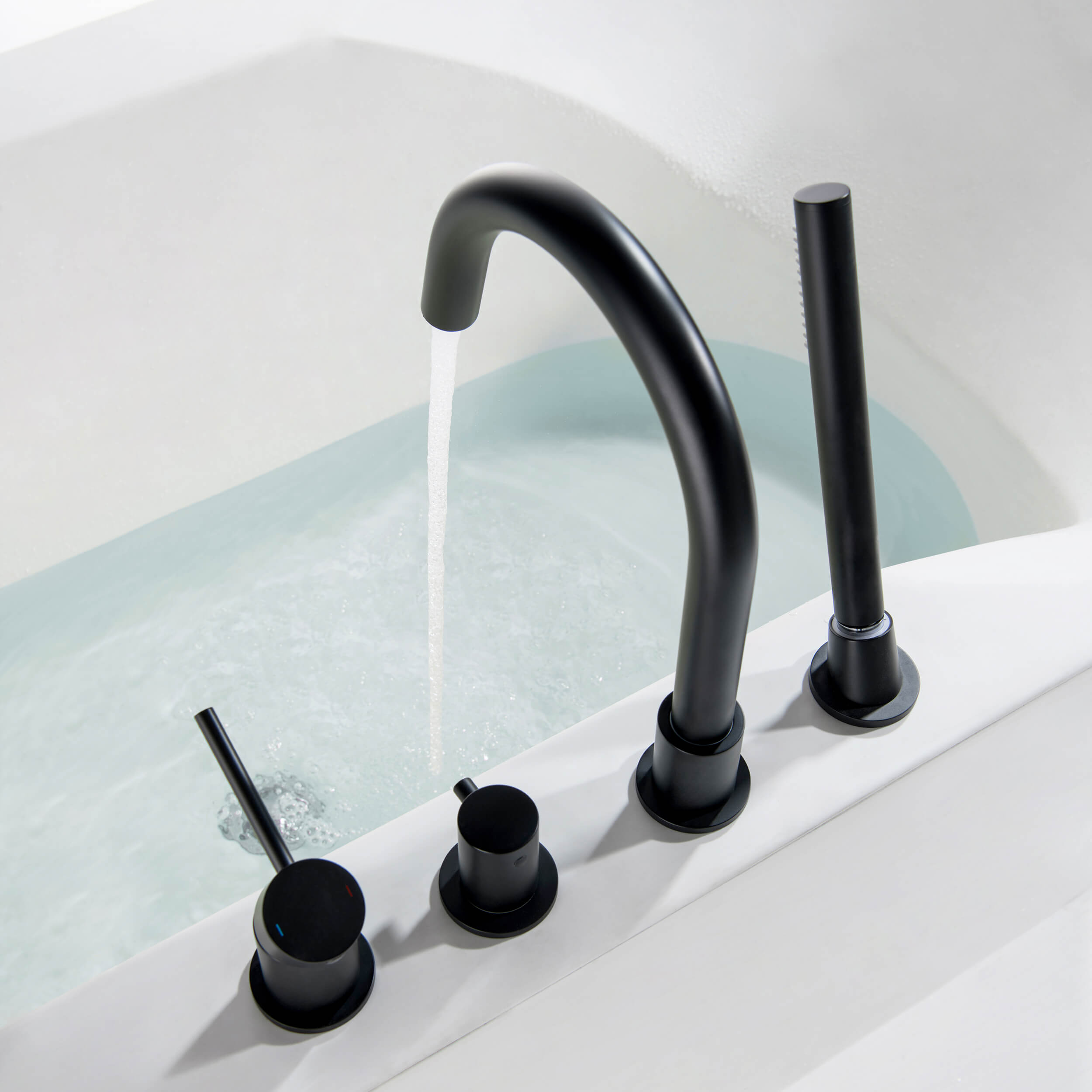 Halo Deck Mounted Roman Bathtub Faucet with Hand Shower - CTF-3101