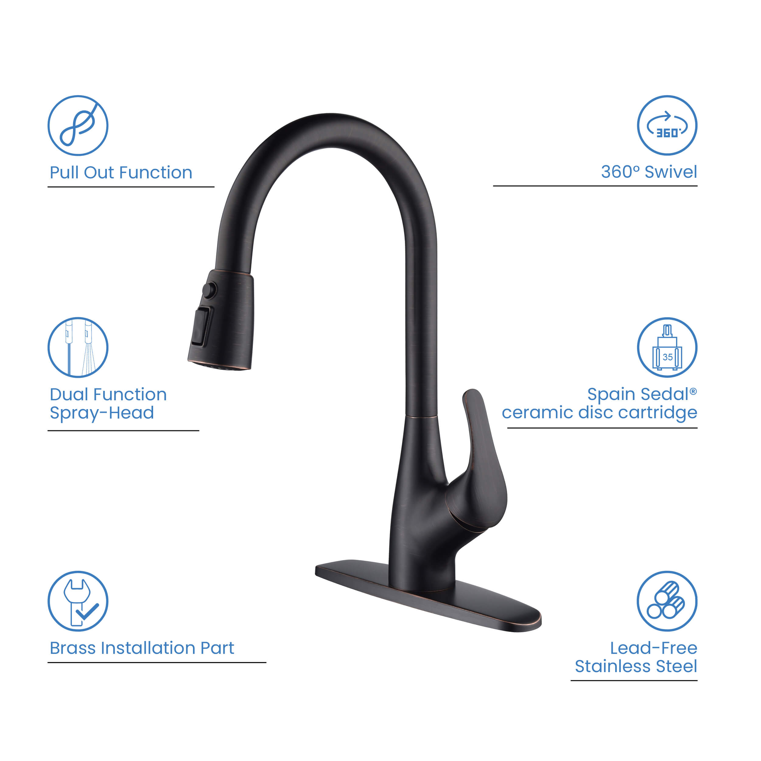 Value Collection - Single Handle Pull Down Kitchen Faucet - F101ORB