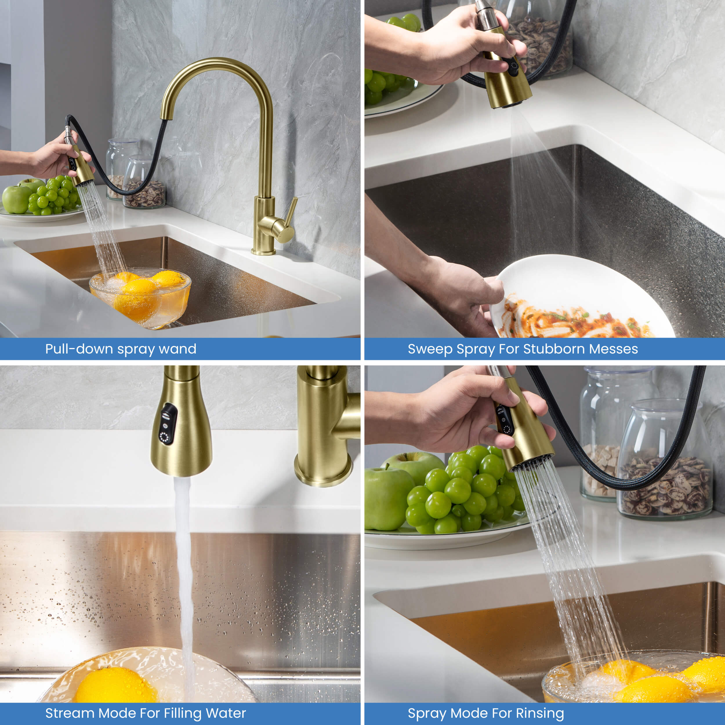 Value Collection - Single Handle Pull Down Kitchen Faucet - F102