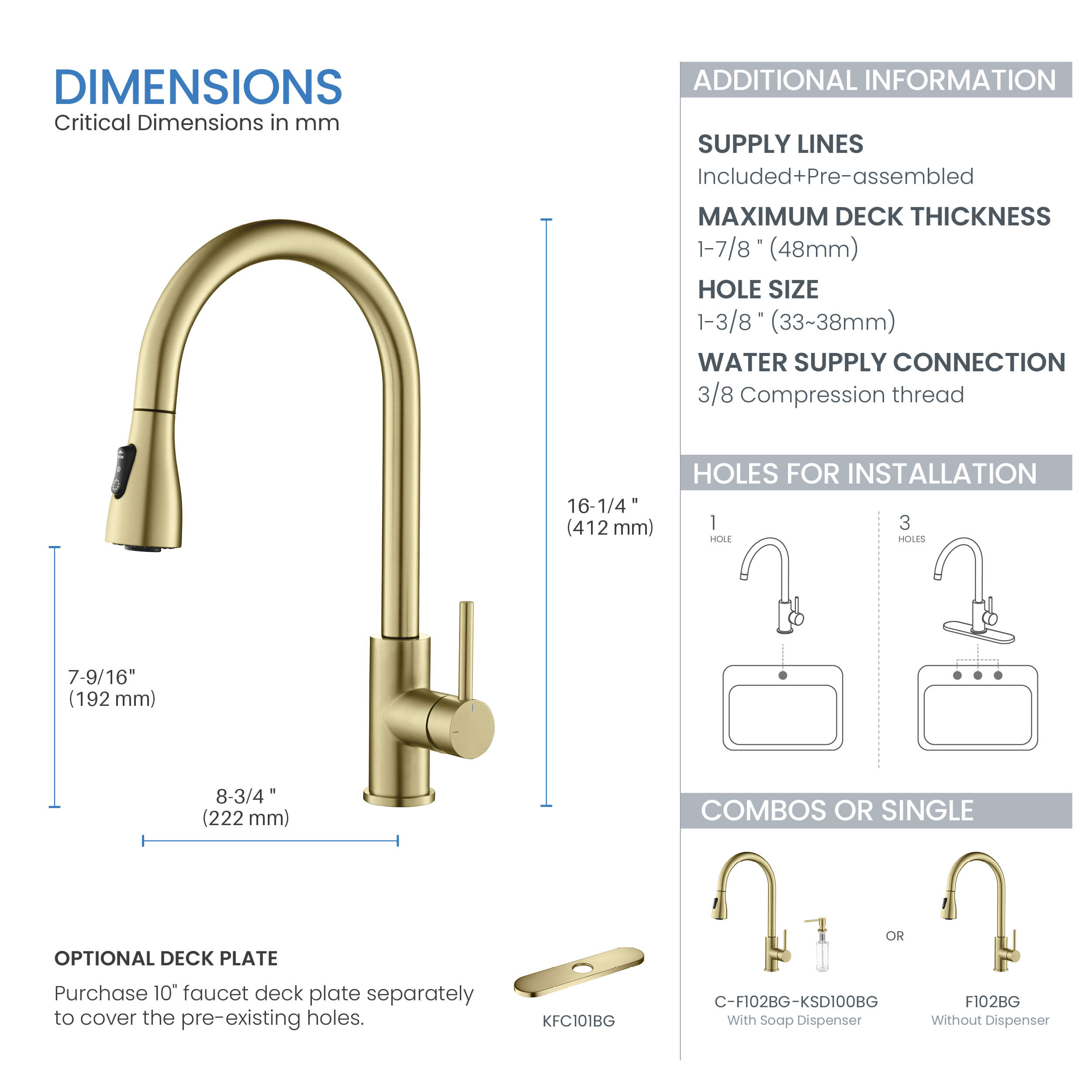 Value Collection - Single Handle Pull Down Kitchen Faucet - F102