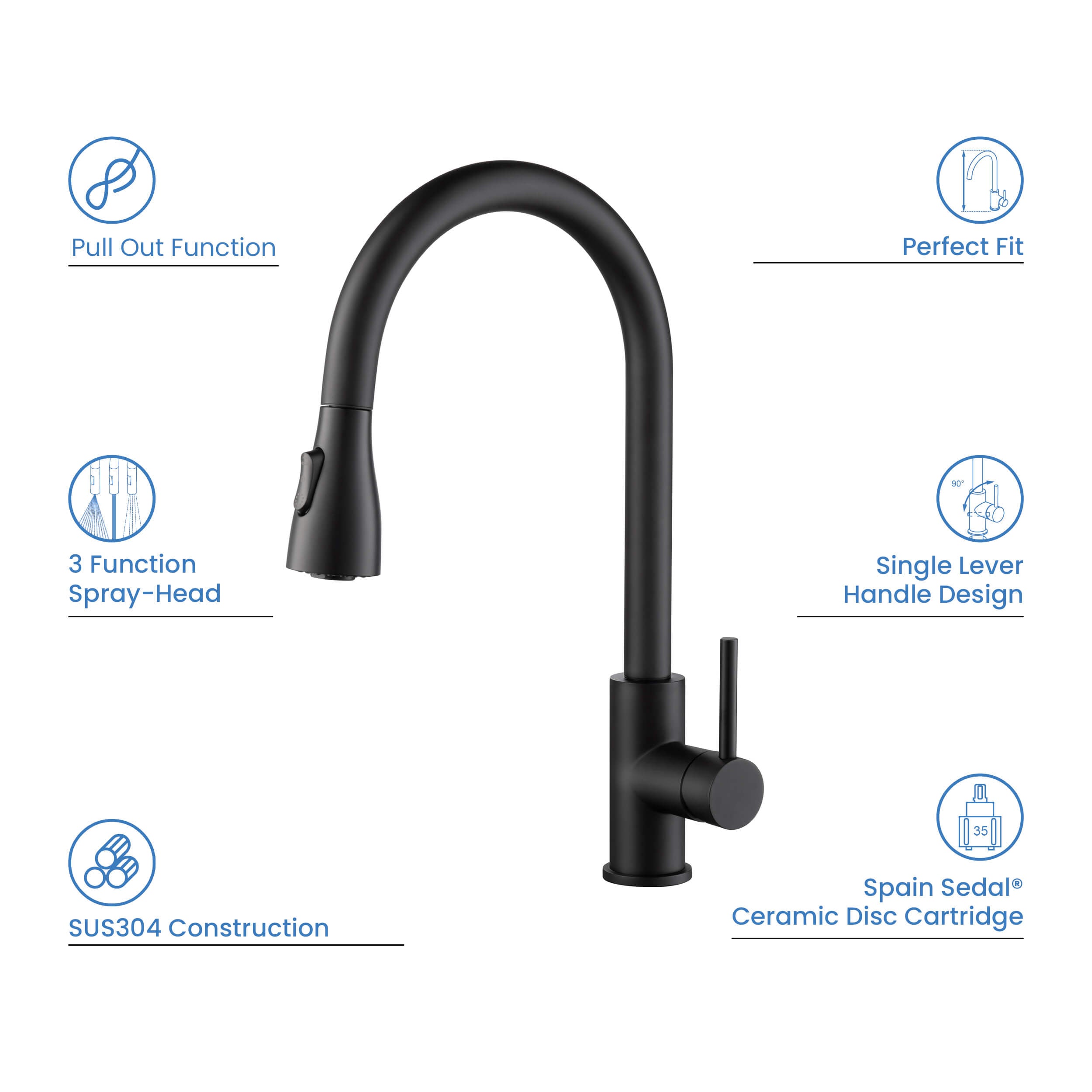 Value Collection - Single Handle Pull Down Kitchen Faucet - F102