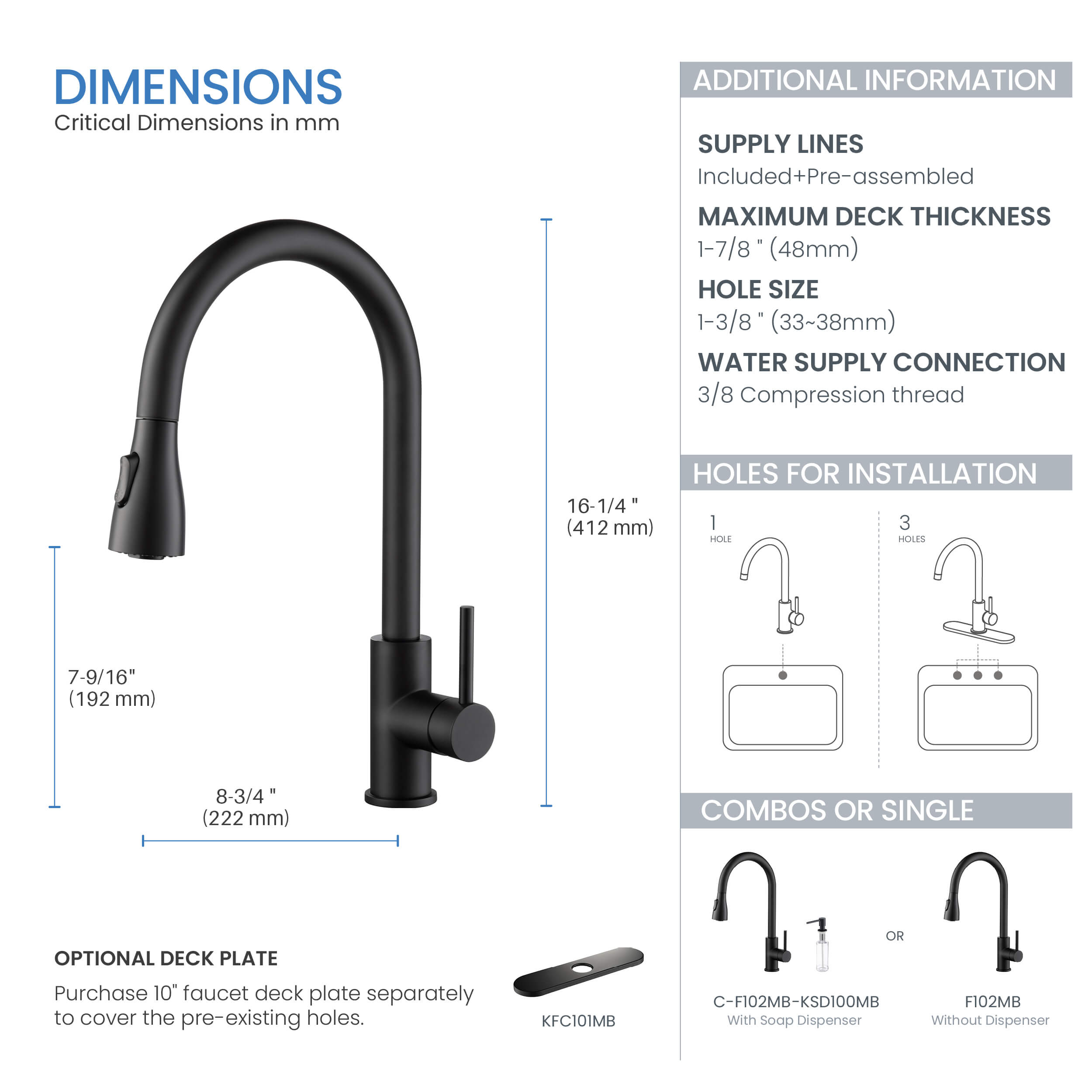 Value Collection - Single Handle Pull Down Kitchen Faucet - F102