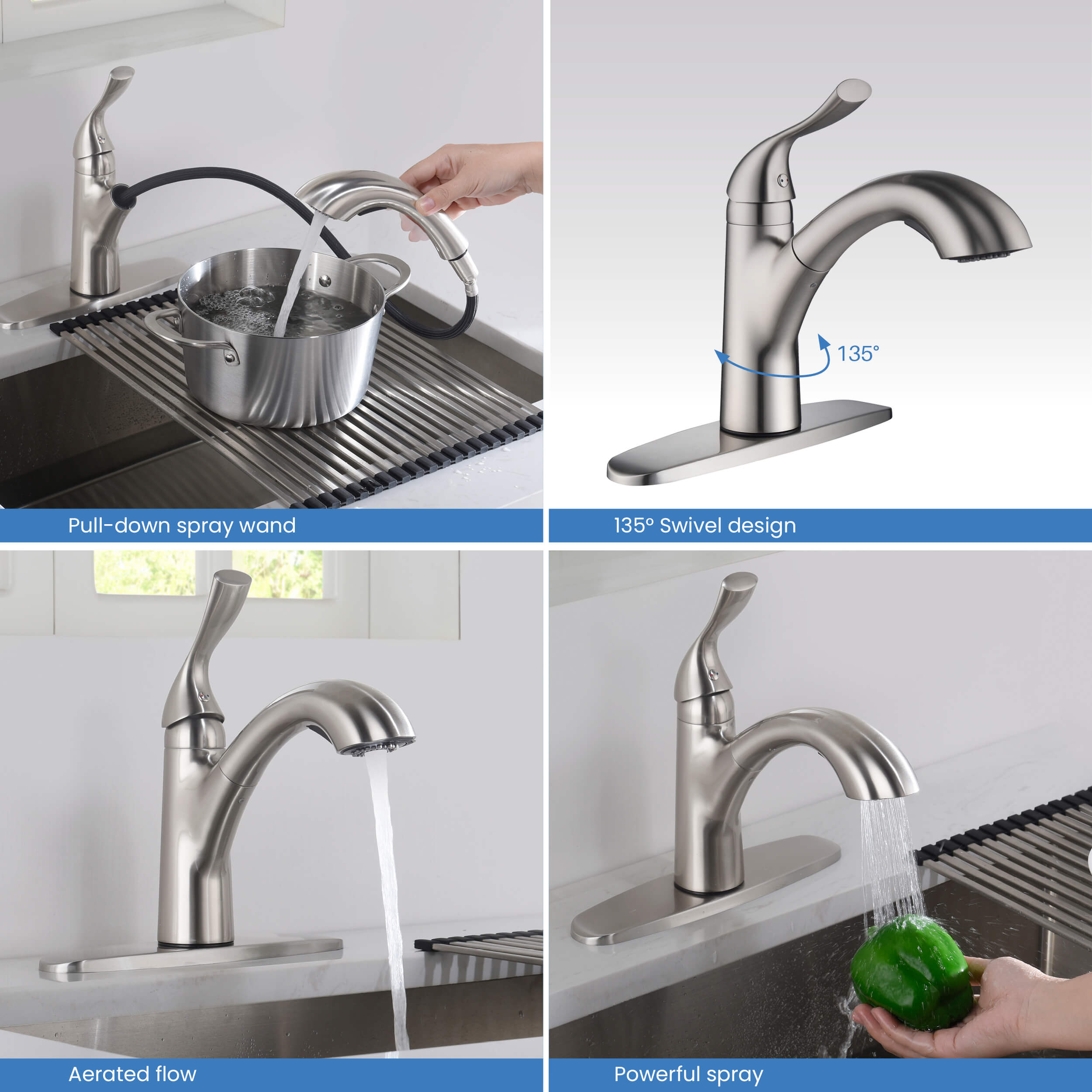 Value Collection - Single Handle Pull Out Kitchen Faucet - F103