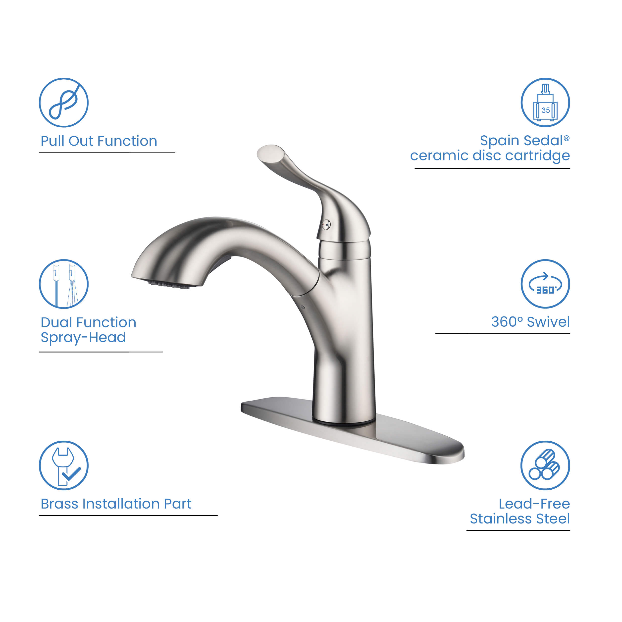 Value Collection - Single Handle Pull Out Kitchen Faucet - F103