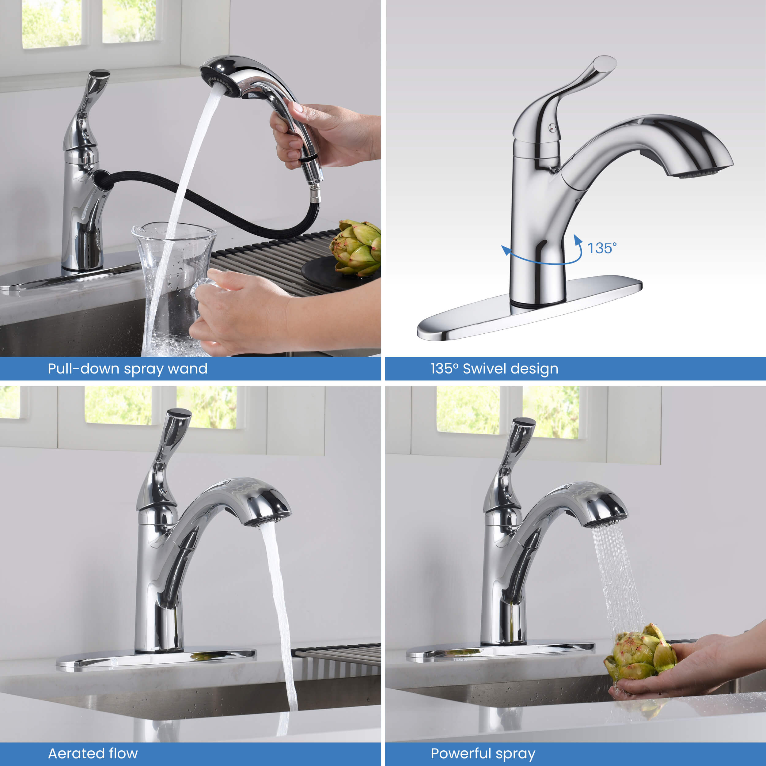 Value Collection - Single Handle Pull Out Kitchen Faucet - F103