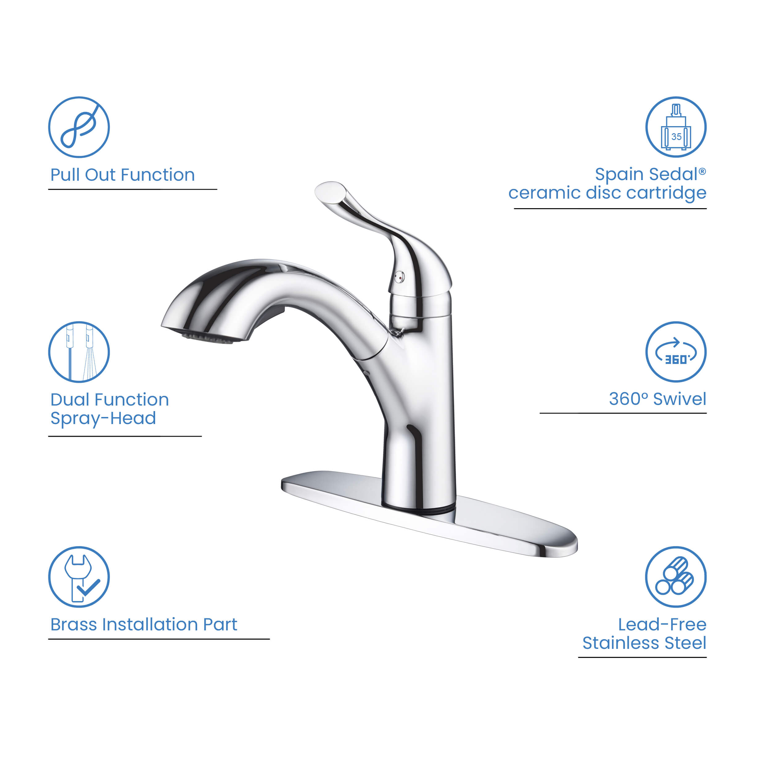 Value Collection - Single Handle Pull Out Kitchen Faucet - F103