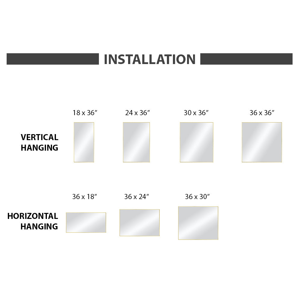 18" x 36" Shatterproof Wall Mount Metal Frame Mirror - FM1-1836