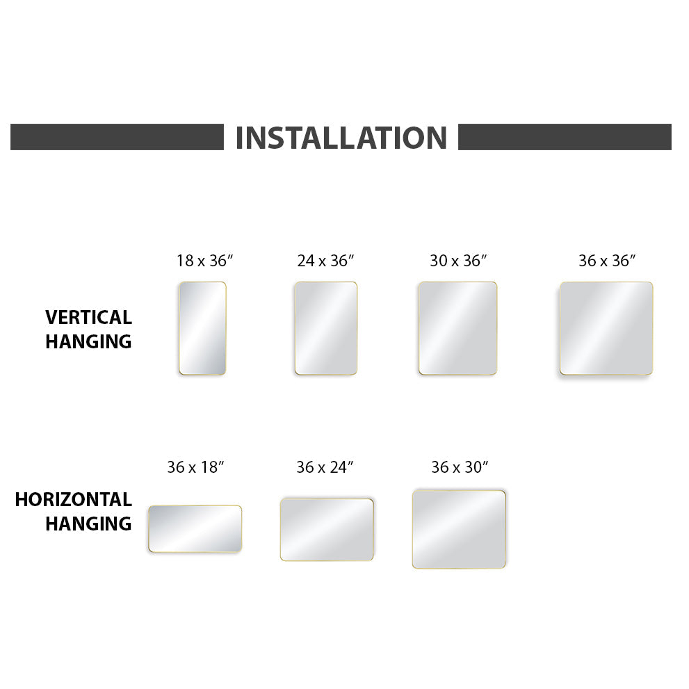 18" x 36" Shatterproof Wall Mount Metal Frame Mirror - FM2-1836