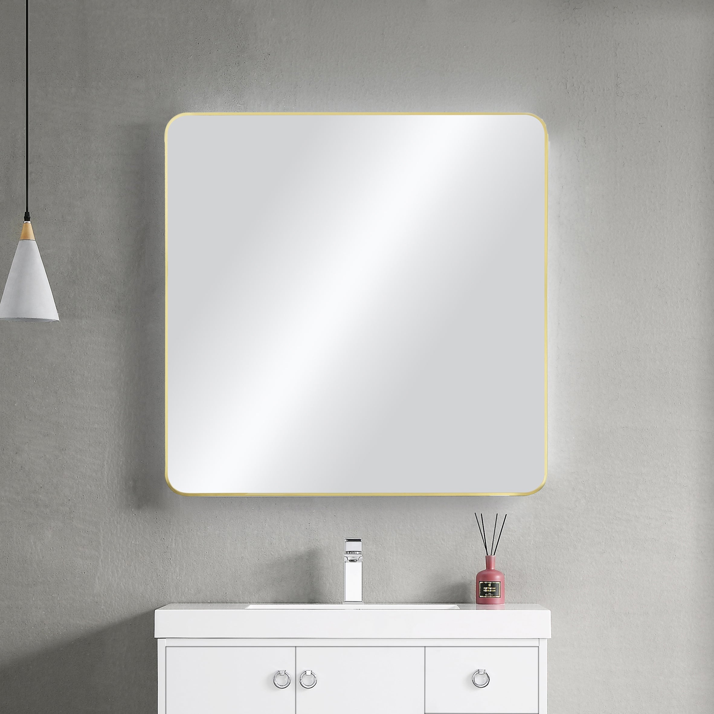 36" x 36" Shatterproof Wall Mount Metal Frame Mirror - FM2-3636