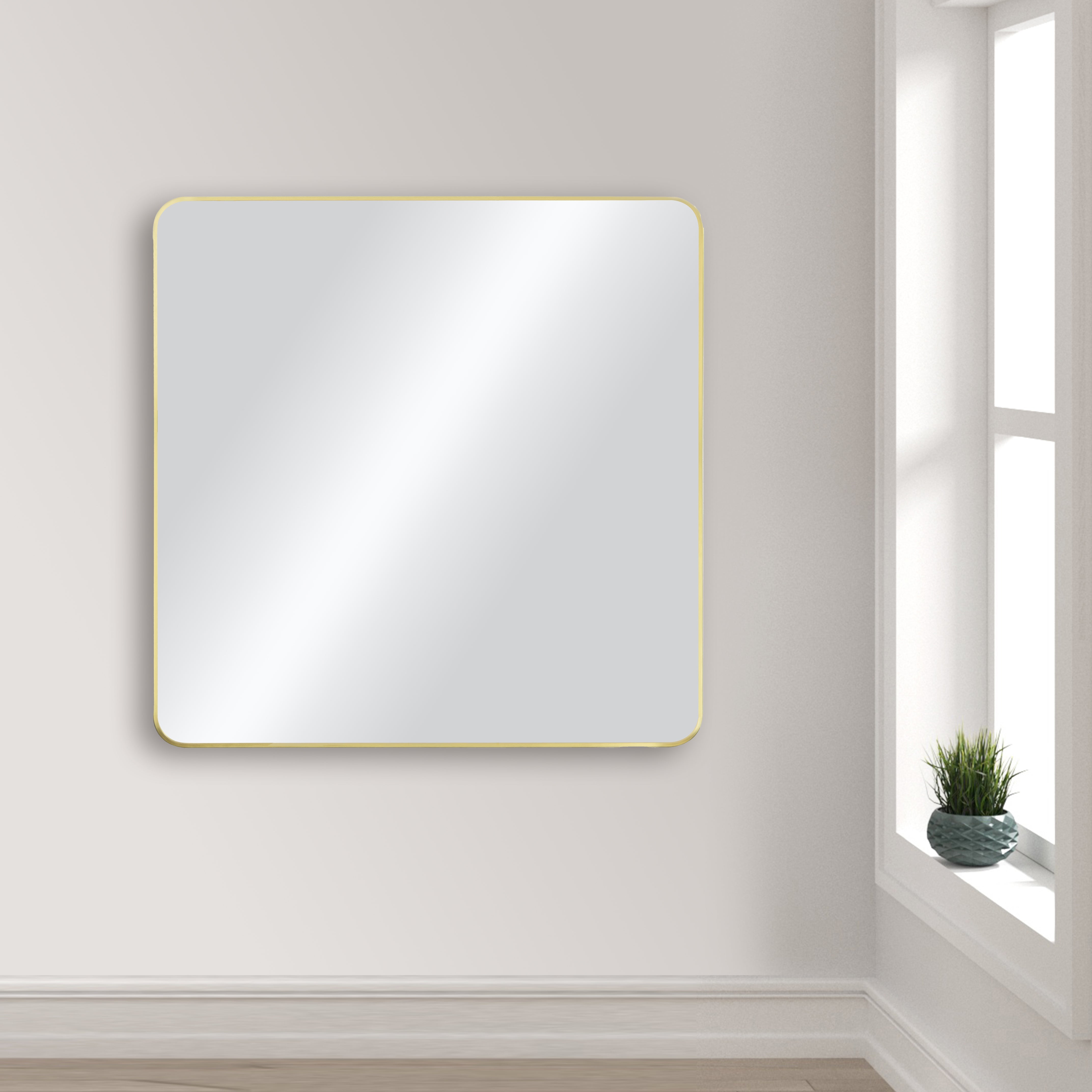 36" x 36" Shatterproof Wall Mount Metal Frame Mirror - FM2-3636