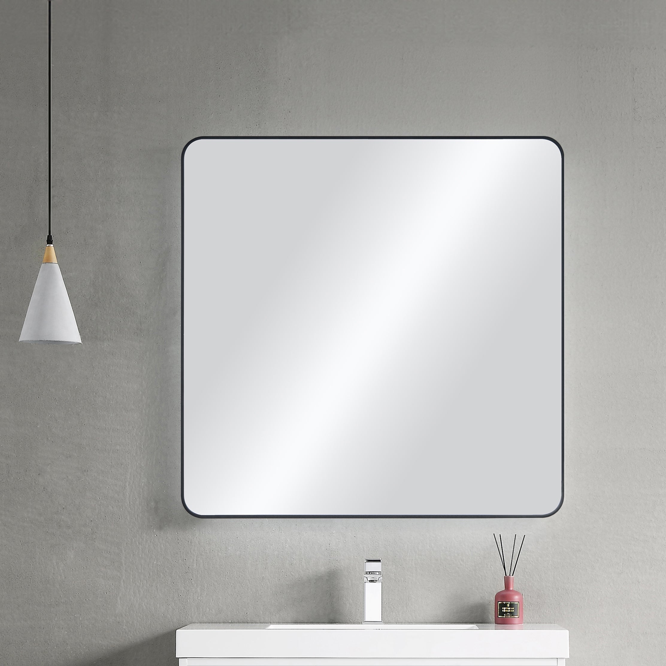 36" x 36" Shatterproof Wall Mount Metal Frame Mirror - FM2-3636