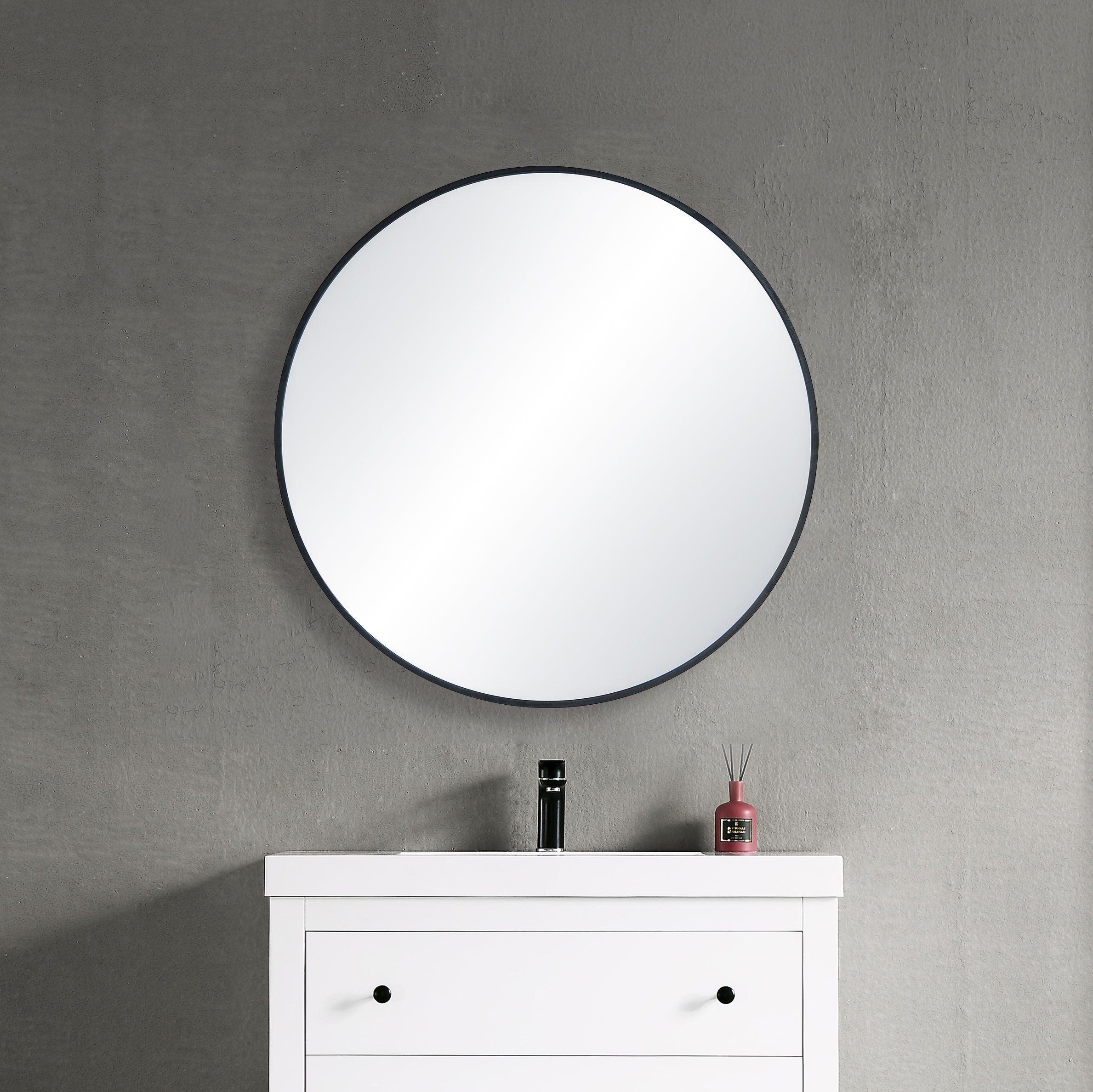 36" Shatterproof Wall Mount Metal Frame Mirror - FM3-R36