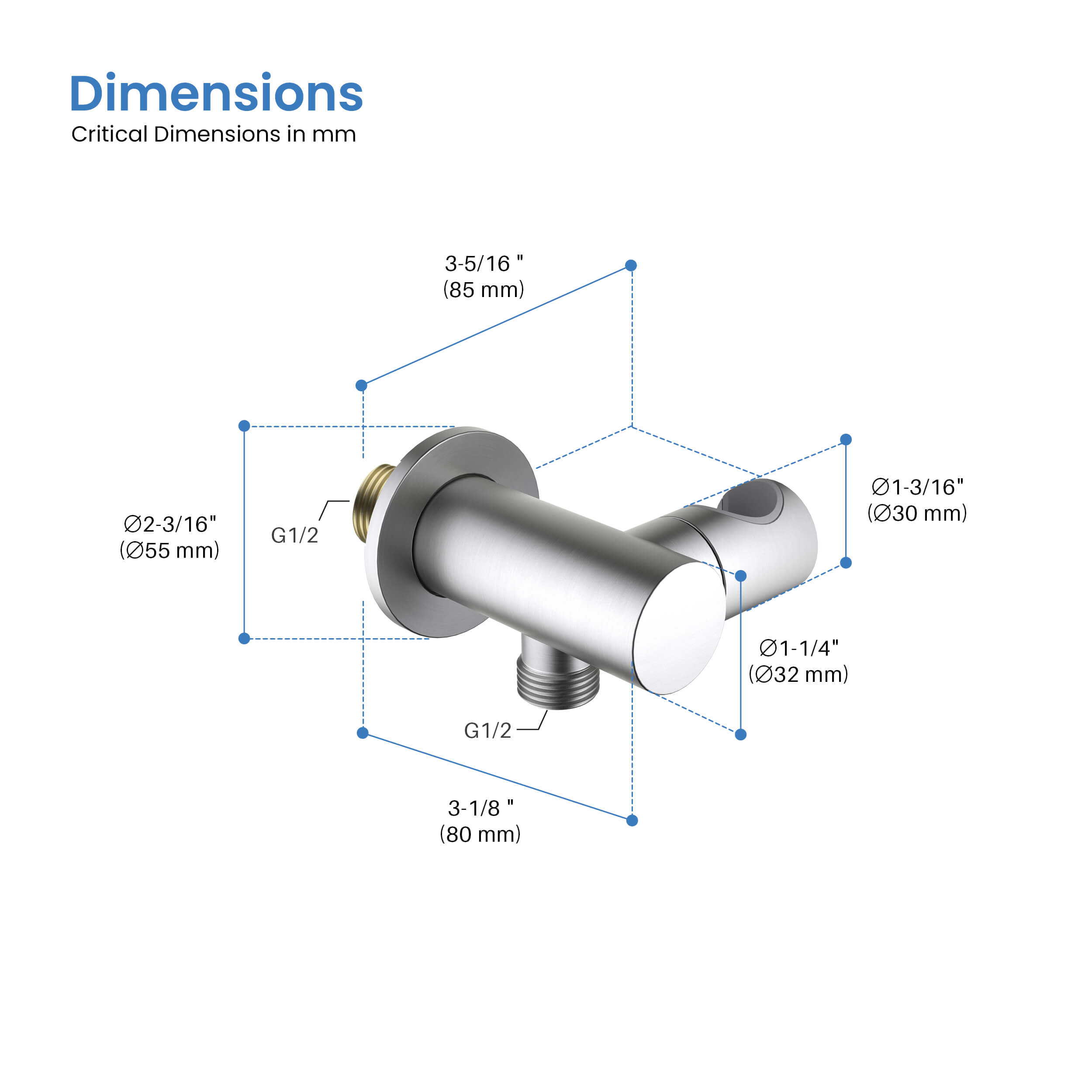 Halo Wall Mounted Angle Adjustable Handheld Shower Holder - HSH100