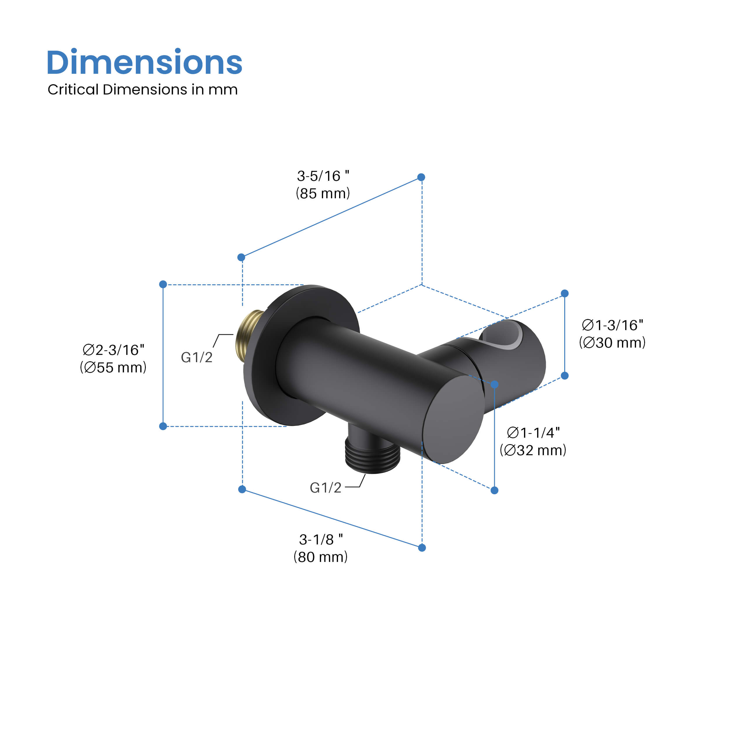 Halo Wall Mounted Angle Adjustable Handheld Shower Holder - HSH100